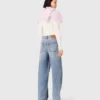 Weit geschnittene Jeans mit durchgehenden Strasssteinen
