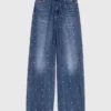 Weit geschnittene Jeans mit Nieten