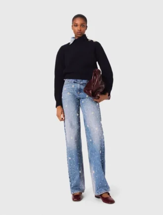 weit geschnittene jeans mit stickerei 1 330x434 - Weit geschnittene Jeans mit Stickerei