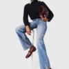 Weit geschnittene Jeans mit Stickerei