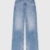 Weit geschnittene Jeans mit Stickerei