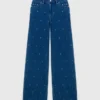 Weite Jeans mit Strasssteinen