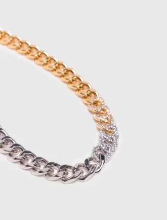 Zweifarbige Strass-Gliederkette